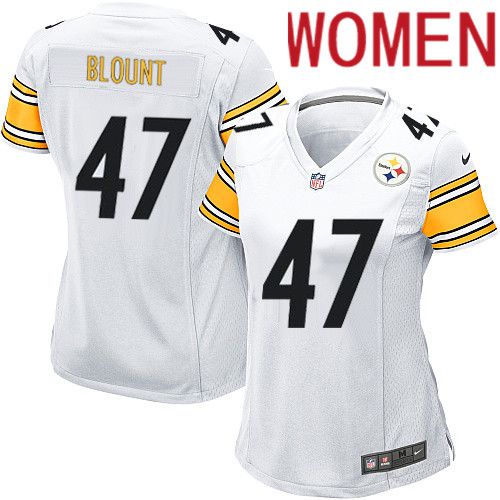 Women Pittsburgh Steelers #47 Mel Blount Nike White Game NFL Jersey->women nfl jersey->Women Jersey